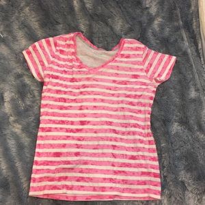 Pink Striped Tie Die V-Neck